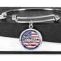 God Bless America Flag Stainless Steel or 18k Gold Circle Bangle Bracelet - Express Your Love Gifts