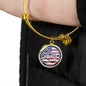 God Bless America Flag Stainless Steel or 18k Gold Circle Bangle Bracelet - Express Your Love Gifts