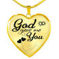 God Gave Me You Faith Gift Necklace Stainless Steel or 18k Gold Heart Pendant 18-22"-Express Your Love Gifts