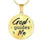 God Guides Me Bible Verse Circle Necklace Stainless Steel or 18k Gold 18-22"-Express Your Love Gifts