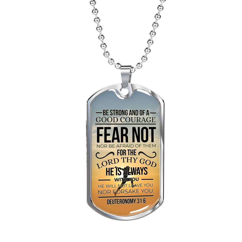 God Is Always With You Deuteronomy Necklace Stainless Steel or 18k Gold Dog Tag 24" Chain-Express Your Love Gifts