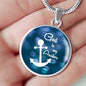 God Is My Anchor Circle Pendant Stainless Steel or 18k Gold 18-22" - Express Your Love Gifts