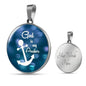 God Is My Anchor Circle Pendant Stainless Steel or 18k Gold 18-22" - Express Your Love Gifts