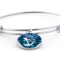 God Is My Anchor Hebrews Scripture Bracelet Blue Circle Stainless Steel or 18k Gold - Express Your Love Gifts
