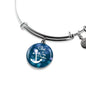 God Is My Anchor Hebrews Scripture Bracelet Blue Circle Stainless Steel or 18k Gold - Express Your Love Gifts