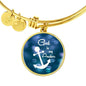 God Is My Anchor Hebrews Scripture Bracelet Blue Circle Stainless Steel or 18k Gold - Express Your Love Gifts