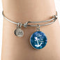 God Is My Anchor Hebrews Scripture Bracelet Blue Circle Stainless Steel or 18k Gold - Express Your Love Gifts