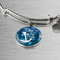 God Is My Anchor Hebrews Scripture Bracelet Blue Circle Stainless Steel or 18k Gold - Express Your Love Gifts