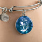 God Is My Anchor Hebrews Scripture Bracelet Blue Circle Stainless Steel or 18k Gold - Express Your Love Gifts