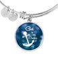 God Is My Anchor Hebrews Scripture Bracelet Blue Circle Stainless Steel or 18k Gold - Express Your Love Gifts