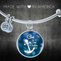 God Is My Anchor Hebrews Scripture Bracelet Blue Circle Stainless Steel or 18k Gold - Express Your Love Gifts