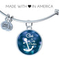 God Is My Anchor Hebrews Scripture Bracelet Blue Circle Stainless Steel or 18k Gold - Express Your Love Gifts