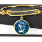 God Is My Anchor Hebrews Scripture Bracelet Blue Circle Stainless Steel or 18k Gold - Express Your Love Gifts