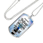 God Is My Refuge And Fortress Necklace Stainless Steel or 18k Gold Dog Tag 24"-Express Your Love Gifts