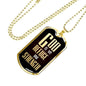 God Is My Refuge And Strength Necklace Stainless Steel or 18k Gold Dog Tag 24" Chain - Express Your Love Gifts