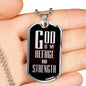 God Is My Refuge And Strength Necklace Stainless Steel or 18k Gold Dog Tag 24" Chain - Express Your Love Gifts