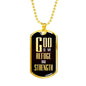 God Is My Refuge And Strength Necklace Stainless Steel or 18k Gold Dog Tag 24" Chain - Express Your Love Gifts