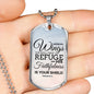 God Is My Refuge Necklace Stainless Steel or 18k Gold Dog Tag 24" Chain-Express Your Love Gifts
