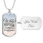 God Is My Refuge Necklace Stainless Steel or 18k Gold Dog Tag 24" Chain-Express Your Love Gifts