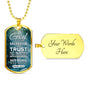 God Is My Strength & Salvation Necklace Stainless Steel or 18k Gold Dog Tag 24" Chain-Express Your Love Gifts