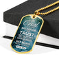 God Is My Strength & Salvation Necklace Stainless Steel or 18k Gold Dog Tag 24" Chain-Express Your Love Gifts