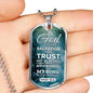God Is My Strength & Salvation Necklace Stainless Steel or 18k Gold Dog Tag 24" Chain-Express Your Love Gifts