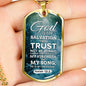 God Is My Strength & Salvation Necklace Stainless Steel or 18k Gold Dog Tag 24" Chain-Express Your Love Gifts