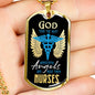 God Made Angels CaduceusNurse Necklace Stainless Steel or 18k Gold Dog Tag 24" - Express Your Love Gifts
