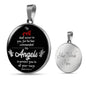 Angels Protect You Circle Necklace Stainless Steel or 18k Gold 18-22" - Express Your Love Gifts