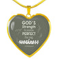 God'S Strength Is Made Perfect For My Weakness Necklace Stainless Steel or 18k Gold Heart Pendant 18-22" - Express Your Love Gifts