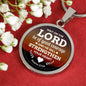 God Shall Strengthen You Circle Necklace Stainless Steel or 18k Gold 18-22" - Express Your Love Gifts