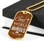 God So Loved The World Nurse Necklace Stainless Steel or 18k Gold Dog Tag W 24"-Express Your Love Gifts