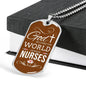 God So Loved The World Nurse Necklace Stainless Steel or 18k Gold Dog Tag W 24"-Express Your Love Gifts