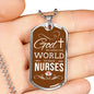 God So Loved The World Nurse Necklace Stainless Steel or 18k Gold Dog Tag W 24"-Express Your Love Gifts