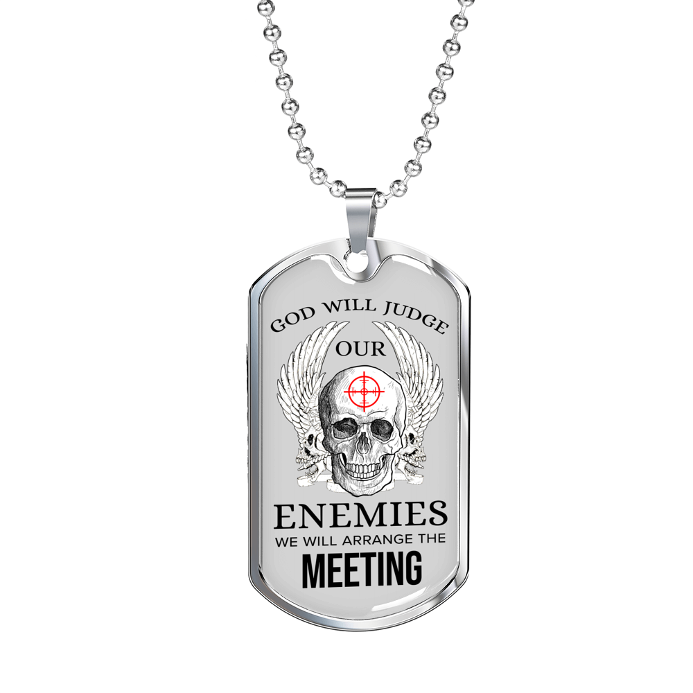 God Will Judge Necklace Stainless Steel or 18k Gold Dog Tag 24" Chain-Express Your Love Gifts