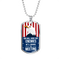 God Will Judge Our Enemies Necklace Stainless Steel or 18k Gold Dog Tag 24" Chain-Express Your Love Gifts