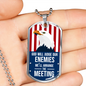 God Will Judge Our Enemies Necklace Stainless Steel or 18k Gold Dog Tag 24" Chain-Express Your Love Gifts