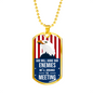 God Will Judge Our Enemies Necklace Stainless Steel or 18k Gold Dog Tag 24" Chain-Express Your Love Gifts