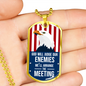 God Will Judge Our Enemies Necklace Stainless Steel or 18k Gold Dog Tag 24" Chain-Express Your Love Gifts