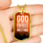 God Will Judge Our Enemies Orange Necklace Stainless Steel or 18k Gold Dog Tag 24" Chain-Express Your Love Gifts