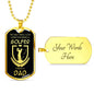 Golfer Dad Golf Dog Tag Stainless Steel or 18k Gold 24" Chain Golf Gift For Dad - Express Your Love Gifts