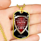 Good Fight Of Faith Bible Verse Gift Necklace Stainless Steel or 18k Gold Dog Tag 24" Chain-Express Your Love Gifts
