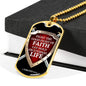 Good Fight Of Faith Bible Verse Gift Necklace Stainless Steel or 18k Gold Dog Tag 24" Chain-Express Your Love Gifts