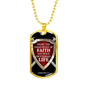 Good Fight Of Faith Bible Verse Gift Necklace Stainless Steel or 18k Gold Dog Tag 24" Chain-Express Your Love Gifts
