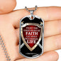 Good Fight Of Faith Bible Verse Gift Necklace Stainless Steel or 18k Gold Dog Tag 24" Chain-Express Your Love Gifts