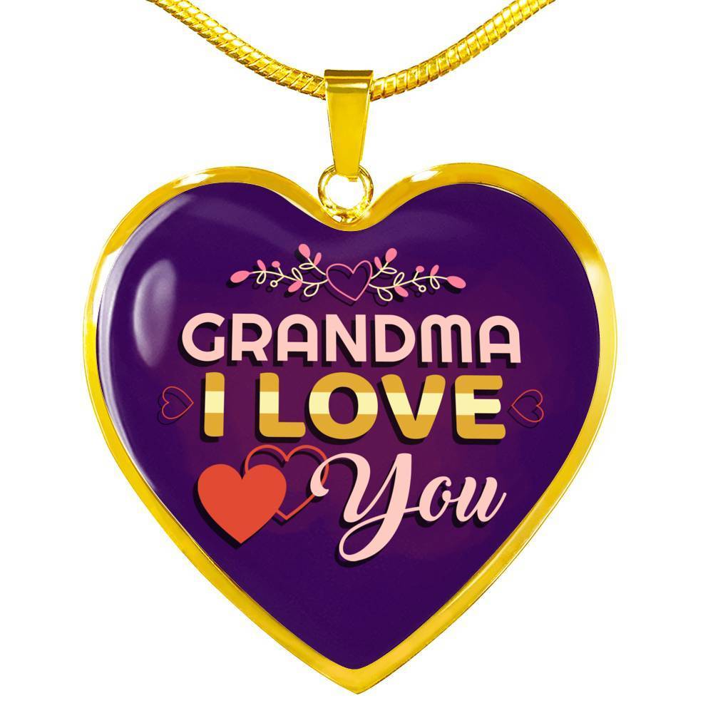 Grandma Gift Necklacee Stainless Steel or 18k Gold Heart Pendant 18-22"-Express Your Love Gifts