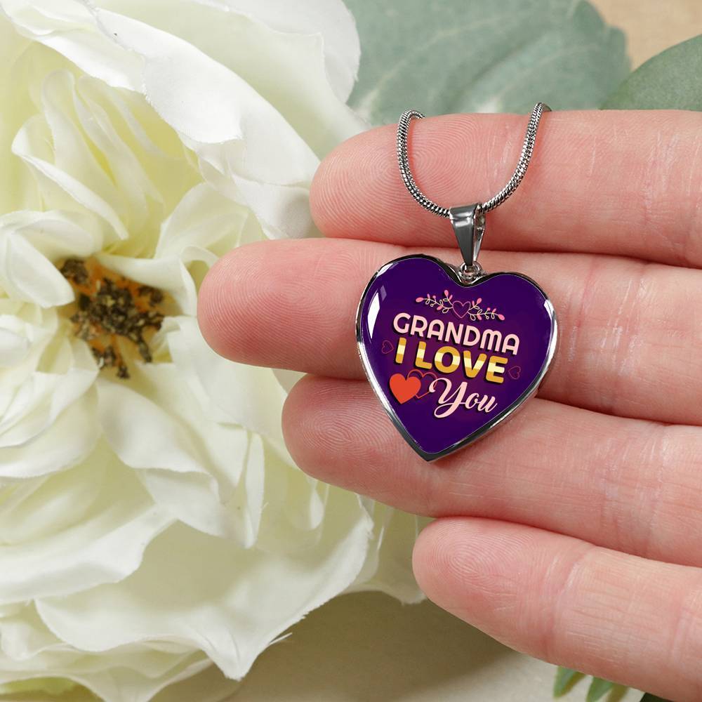 Grandma Gift Necklacee Stainless Steel or 18k Gold Heart Pendant 18-22"-Express Your Love Gifts
