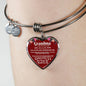 Grandma I Love You Because Stainless Steel or 18k Gold Heart Bangle Bracelet - Express Your Love Gifts