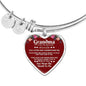 Grandma I Love You Because Stainless Steel or 18k Gold Heart Bangle Bracelet - Express Your Love Gifts