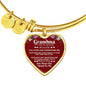 Grandma I Love You Because Stainless Steel or 18k Gold Heart Bangle Bracelet - Express Your Love Gifts